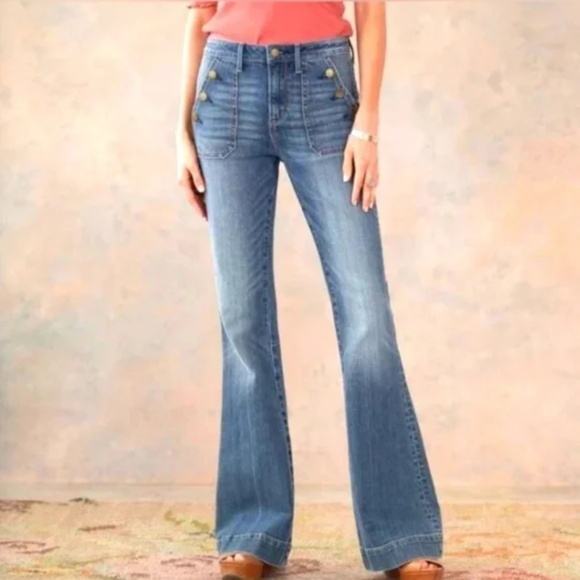 DRIFTWOOD Denim - Driftwood Farrah Melrose high rise stretch Flare Jeans Size 28